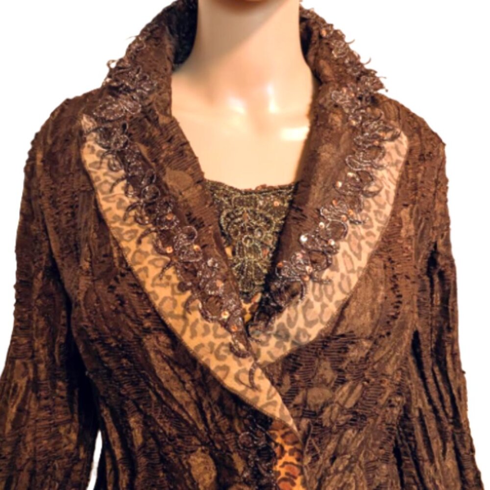 Vintage Ness Crinkled Stretch Lace Sequin Ruffle